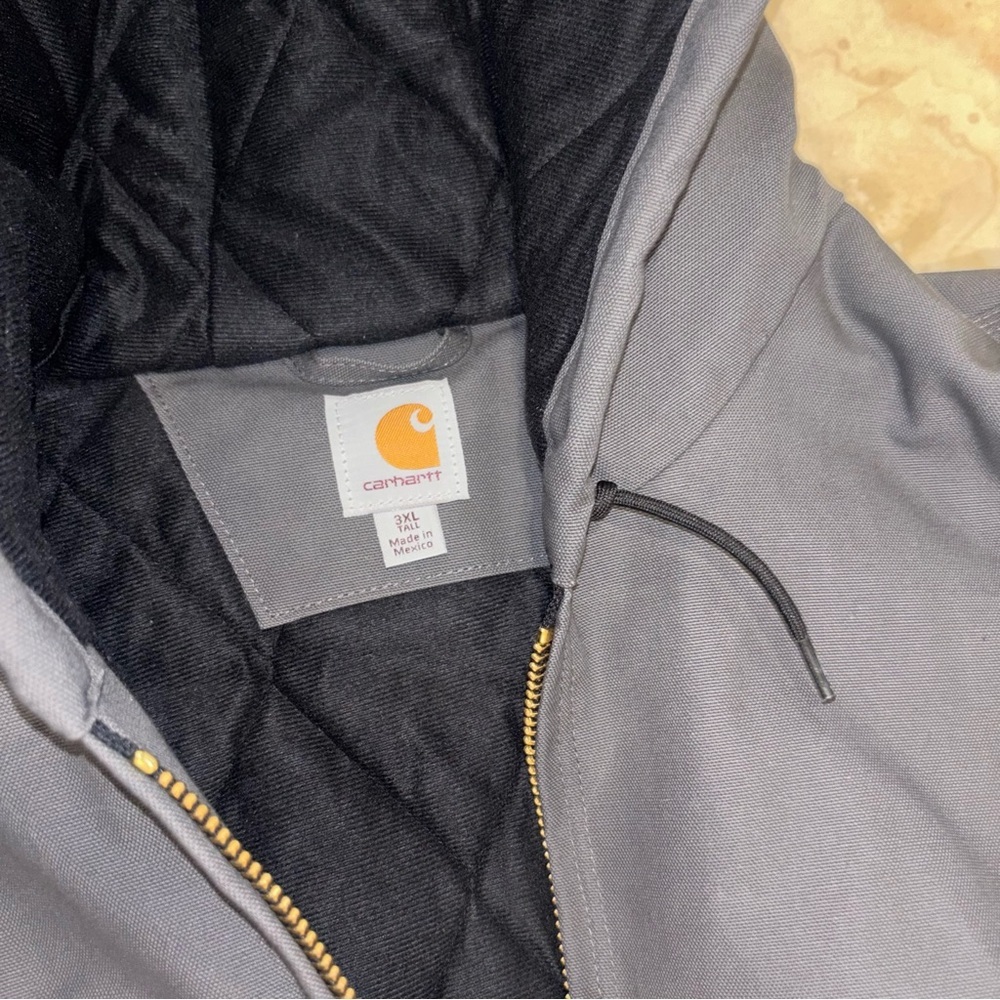 Carhartt Men's 3X Tall Gray Hooded Jacket nwt - Picture 5 of 8